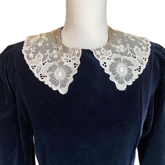 Laura Ashley Velvet Midi Dress Size 10 Vintage - Picture 5 of 7